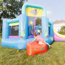 Bounceland Pop Star Inflatable Bounce House with Slide and Basketball Hoop Blue