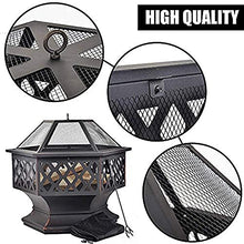 OTQEFTN Garden Fire Pit BBQ Grill Metal Fire Pits Outdoor Party Fire Pit Garden Patio Fireplaces Backyard Fire Pit Grill Rack
