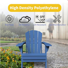 Kingdura Foldable Adirondack Chairs Set of 4, Portable HDPE All Weather Resistant Outdoor Patio Chair, Wooden Textured with Cup Holder, 380LBS Capacity for Poolside, Backyard, Fire Pit (Navy Blue)