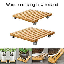 Plant Stand Wooden Movable Plant Pot Trolley Trays Plant Stand Caddy with 4 Wheels Rolling Base, Flower Pots Storage Holder