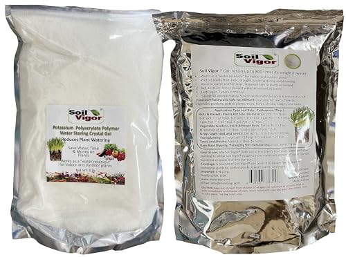 5 Pounds Soil Vigor Potassium Super Absorbent Polymer – High-Capacity Moisture Retention & Soil Aeration for Healthy Plants (9, Small Granules (20-100 mesh, Like White Sugar))