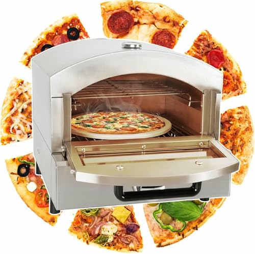 WZUOPG 12 Electric/Propane Gas Outdoor Pizza Oven, Portable Appliance for All Outdoor Kitchens, with Temperature Detector Visual Glass,110V