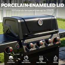 Feasto 4-Burner Propane Gas Grill w/Sear & Side Burner, Cabinet Storage