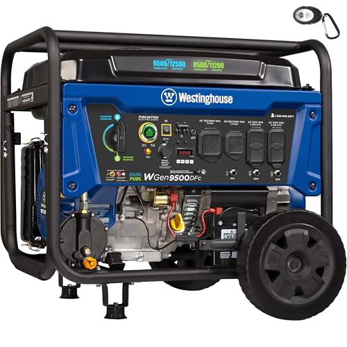 Westinghouse 12500 Peak Watt Dual Fuel Home Backup Portable Generator, Remote Electric Start, Transfer Switch Ready, Gas and Propane Powered, CO Sensor