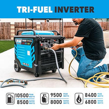 Pulsar PGD105TiSCO Tri Fuel Inverter Generator,10500-Watt Tri Fuel Gasoline Propane Natural Gas Portable 50A Generator with Remote Start, CARB Compliant
