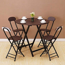 MVUYO Folding Table，Patio Round Folding Bistro Table,Outdoor Portable Dining Table, Wooden Footing Frame(E)