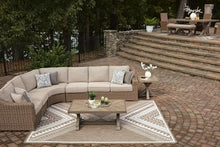 Signature Design by Ashley Carmel Bay Outdoor Square End Table, Beige, Patio Accent Table with Porcelain Top