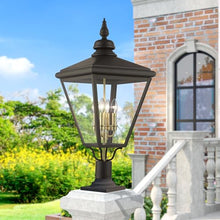Livex 27376-07 Adams 4 Light Outdoor Post Top Lantern Black/Brushed Nickel