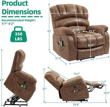 Oversized Power Lift Recliner Sofa with Extended Footrest for Elderly