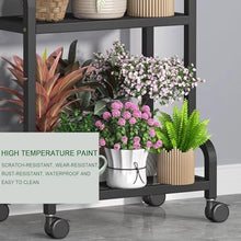 YEDECOR 4 Tier Metal Plant Stand with Wheels for Outdoor Indoor - Waterproof, Heavy Duty Tall Plant Shelf Flower Pot Display Holder Rack for Garden, Living Room, Balcony, Bedroom,White-100cm L