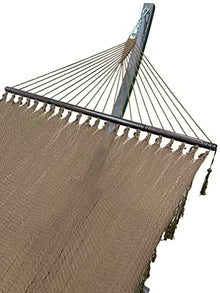 Petra Leisure 15 Ft. Indoor/Outdoor Heavy Duty Black Steel Arc Hammock Stand + Deluxe Hand Woven 2 Person Brown Bohemian Chic Rope Hammock Bed. 450Lb Capacity.