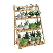 ZOCWJK Ladder Plant Stand 4Tier Wooden Planter Holder Flower Pot Display Shelf for Home Patio Lawn Garden Balcony Plant Stand Indoor,Log Color-100cm