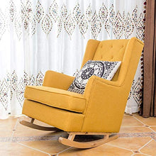 IIPOSAQQ Single Sofa Rocking Chair Smooth Rocking Motion Solid Wood Sponge Cushion High Back Leisure Terrace Recliner