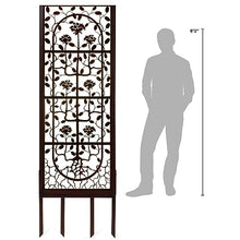 H Potter Garden Trellis Outdoor Privacy Screen Fence for Climbing Plants Patio Deck Large Heavy Duty Decorative Metal Panel for Backyard Flowers Roses Clematis Ivy Freestanding Ground Spikes