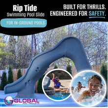 Global Pool Products RIP Tide Inground Swimming Pool Water Slide Deck Mounted Left Curve Turn Grey GPPSRT-Grey-L