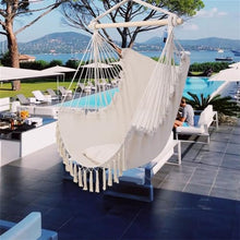 AFPSDLFJDLS Swing Chair Pillow Tassel Hanging Beige Hammock Outdoor FurnitureSwing Garden Home