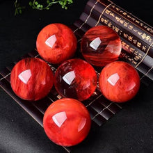 FOTCFATEV Melting Red Crystal Ball with Stand, Stone Decorative Sphere Figurines,Home Office Decor Gift,Polished Divination Orb,180mm