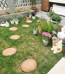 SGeneE 2pcs 4pcs Wood Shaped 3D Stepping Path Stones, Indoor Outdoor Decorative Garden Stepping Stone Wood Grain, Patio Lawn Flower Bed Sculpture Yard Art