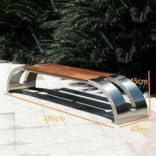 VHDY85KA Park Zigzag Stainless Steel Wooden Seat Plate Outdoor Bench Patio Entryway(Large)