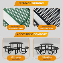 OUTTANS Commercial Metal Picnic Table (Blue, 38in, Kids, Expanded Steel)