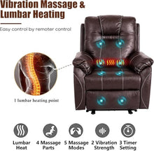 UOPYNE Power Lift Recliner Chair for Elderly with Massage and Heat, Leather Electric Leather Recliner, Comfortable Living Room Sofa with USB Ports, Side Pockets, Extended Footrest