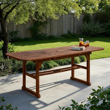 Walker Edison Maui Modern Solid Acacia Wood Slatted Patio Dining Table, 78 Inch, Dark Brown