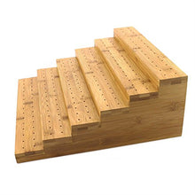 BambooMN 5" Tall Bamboo Skewer Holder Food Display Step Skewers Stand w/ 180 Holes - Natural Color - 10 Pieces