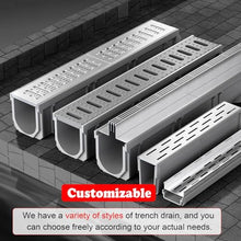 GLDGJMZ Outdoor Channel Drain Kit with Metal Grate - Trench Drainage System for Shower Base Patios & Driveways Heavy-Duty Water Management Solution Easy Installation