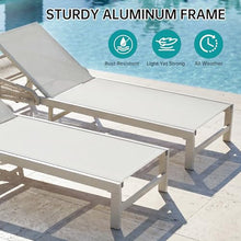 SANDAZE Outdoor Lounge Chairs Set of 4 with 2" Thick Cushion & Pillow, 5-Position Reclining Backrest, Aluminum Pool Chaise Lounge with Wheels, 350lbs Capacity, White Patio Lounger for Backyard Deck