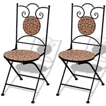 JKSVTF 3 Piece Bistro Set Ceramic Tile Terracotta, Garden Table and Chairs, Garden Chairs Set, Patio Set, Outdoor Table and Chairs