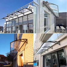 Patio Door Awning Heavy Duty Impact Resistant Polycarbonate with Aluminum Supports Expandable Canopy Front Door Window Brown 60x160cm/24x63in