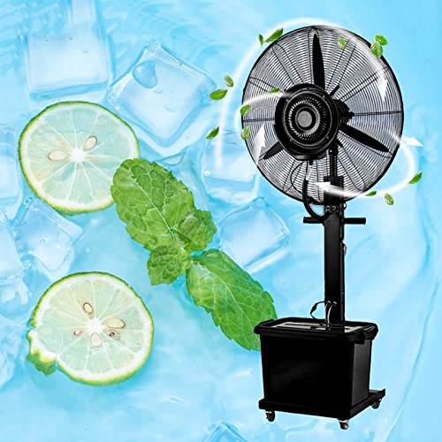 Heavy Duty Outdoor Misting Fan Floor Fans Misters For Cooling Patio Garden Black Oscillating Spray Fan Mister 3-Speed,320W/26in