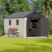Patiowell 8x12 FT Resin Outdoor Storage Shed with Floor, Beige