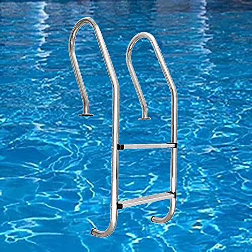 Pool Ladder, 2-Step Stainless Steel Inground Swimming Pool Stairs w/Non-Slip Footstep, 440 lbs Capacity