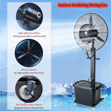 Wrhnkf Commercial Indoor Outdoor Mist Fan with 42L/11Gal Water Tank, High Velocity Industrial Misting Fan, 60° Oscillation & 3 Speed Setting, for Cooling Patio, Barn, Greenhouse(75cm/29.5in)