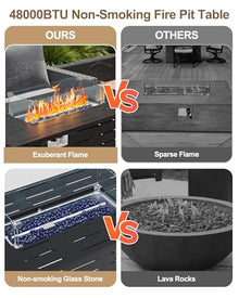 Hipicute 44" Outdoor Propane Fire Pit Table, 48,000 Btu Lp Gas Rectangular Fire Table with Ignition Systems and Lid,Outdoor Firetable with Glass Rocks for Patio Deck Garden Backyard