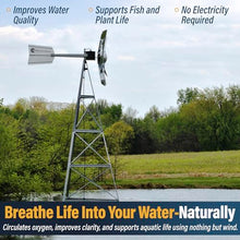 Outdoor Water Solutions 20 Ft. Windmill Deluxe Aeration System – 4-Legged Steel Tower Kit for Large Pond Oxygenation, Fish Safety, Wind Powered Aerator with Tubing & Diffusers