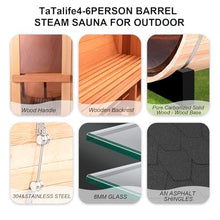 TaTalife Outdoor Barrel Steam Sauna, Backyard Pine Wood Sauna Room