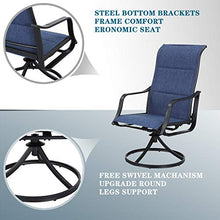 Festival Depot Outdoor Dining Chair Set, Metal Swivel Armchairs with Textilene Fabric, High Back, Blue, 6 pcs