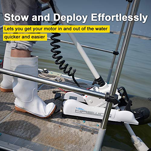 AQUOS 12V 55LBS 48" Shaft Bow Mount Electric Trolling Motor with Remote Control for Bass Fishing White & Remote Control