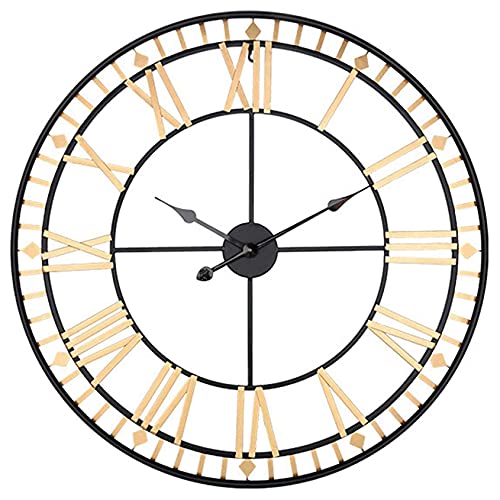 WKNHHL Outdoor Garden Wall Clock, 80 Cm Large Round Metal Garden Clock Roman Numerals Retro Waterproof Outdoor Clock Indoor Outdoor Decoration Outside Clock,B
