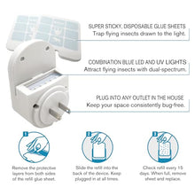Brookstone Plug-in Flying Insect Trap, White – UV Light Indoor Bug Trap with 2 Glue Board Refills, Quiet & Mess-Free Device for Home, Kitchen & Office