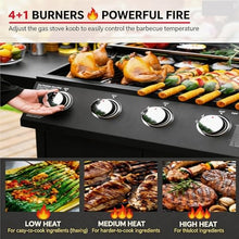 4+1 Burners Outdoor Gas BBQ Grill, Large Patio Propane Barbecue Grill with Side Burner for Home Commercial Use