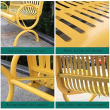 GRFIT Outdoor Bench Metal Bench for Outdoor with Comfortable Backrest, Garden Furniture, Bench Seat for Multiple People, for Park, Patio, Garden, Yellow Garden Bench (Large)