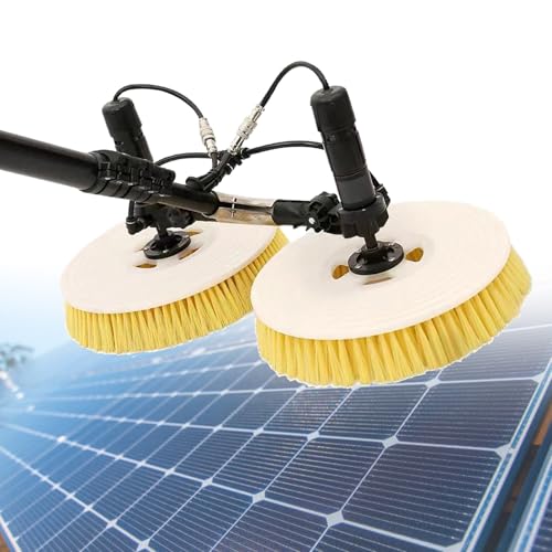 iumLeap Electric Solar PV Panel Cleaning Rotating Brush, Solar Panels Cleaning Brush Water Fed Brush, with Dual Nylon Brush Heads(Lithiumbattery-3.5m)