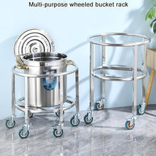 SDVantage Heavy Duty Stainless Steel Mobile Barrel Rack for Stock Pots Milk Buckets Storage Solution,Silver-57X57X68Cm