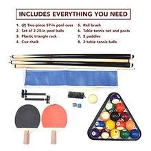 Hathaway Newport 7-ft Pool Table Tennis Combination with Dining Top, Two STO Newport II 7-ft Pool Table Combo Set with Benches - White with Camel Felt - Walnut