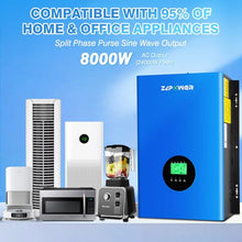 ZLPOWER UL1741 8000W 48V Solar Inverter,Built-in 2 MPPTs,Peak Power 24000W Split Phase Pure Sine Wave Inverter AC Input 240V,Output 120V/240V,Low Frequency Inverter for Home (WiFi and BMS COMM)