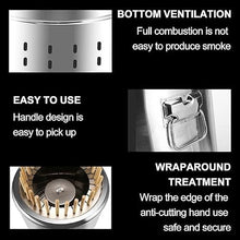 Acivirdde Portable Smokeless Charcoal Grill & Vertical BBQ Smoker - Large Capacity Stainless Steel Barrel Grill with Rotating Roasting (Large)