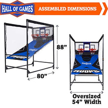Hall of Games Indoor Arcade Basketball Games Multiple Styles 2-Player Arcade Scoring Display with Rubber Basketball Set 88" Tall Steel Cage Extra Wide Game (W/Poly Backboard)